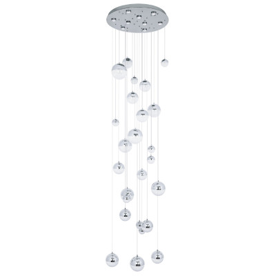 Каскадная люстра с плафонами в виде хрустальных сфер Esme Sphere Crystal Chrome Cascade Chandelier 25