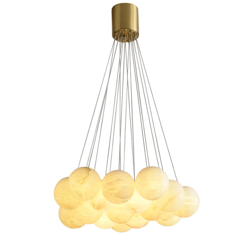Каскадный Cветильник 16 Шариков из натурального мрамора Marble Balls Lamp