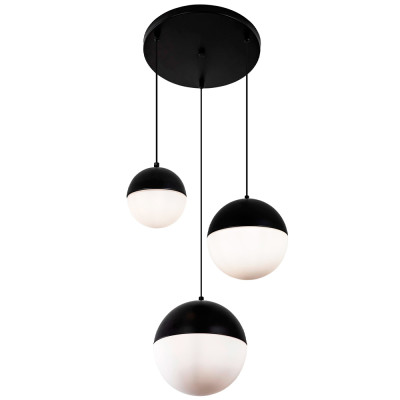Каскадный светильник с 3-мя плафонами шары Ponzio Flos Cascade Trio Black Sphere Hanging Lamp