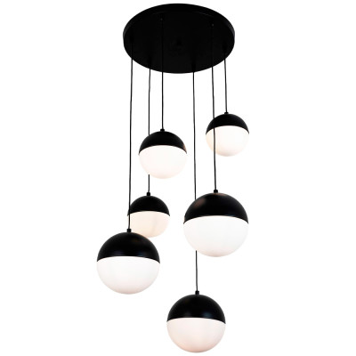 Каскадный светильник с 6-ю плафонами шары Ponzio Flos Cascade Black Sphere Hanging Lamp