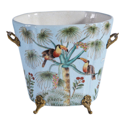 Кашпо из голубого фарфора с бронзовыми элементами Blue Garden