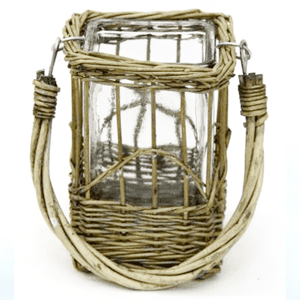 Кашпо стеклянное в плетёной корзине Argo