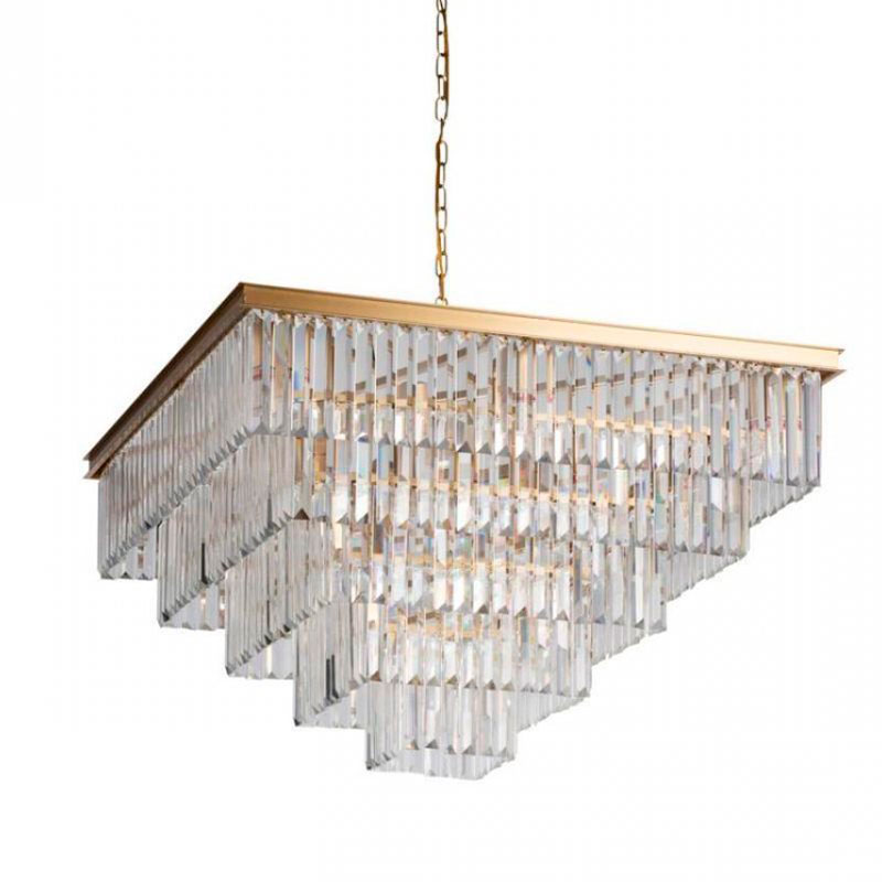 Квадратная Люстра Odeon GOLD iron Five layers Прозрачное Стекло 80х80