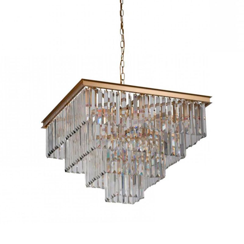 Квадратная Люстра Odeon GOLD iron Four layers Прозрачное Стекло 60х60