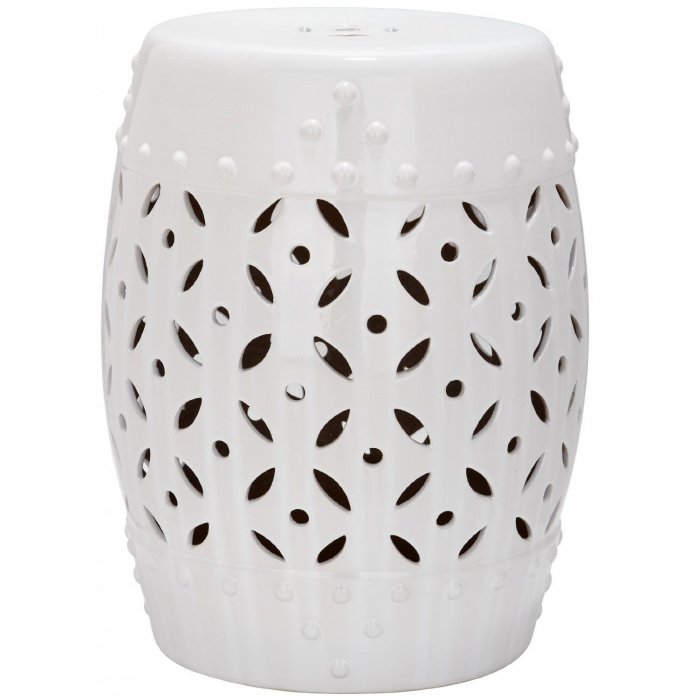 Керамический табурет Coin Lattice Garden Stool - White