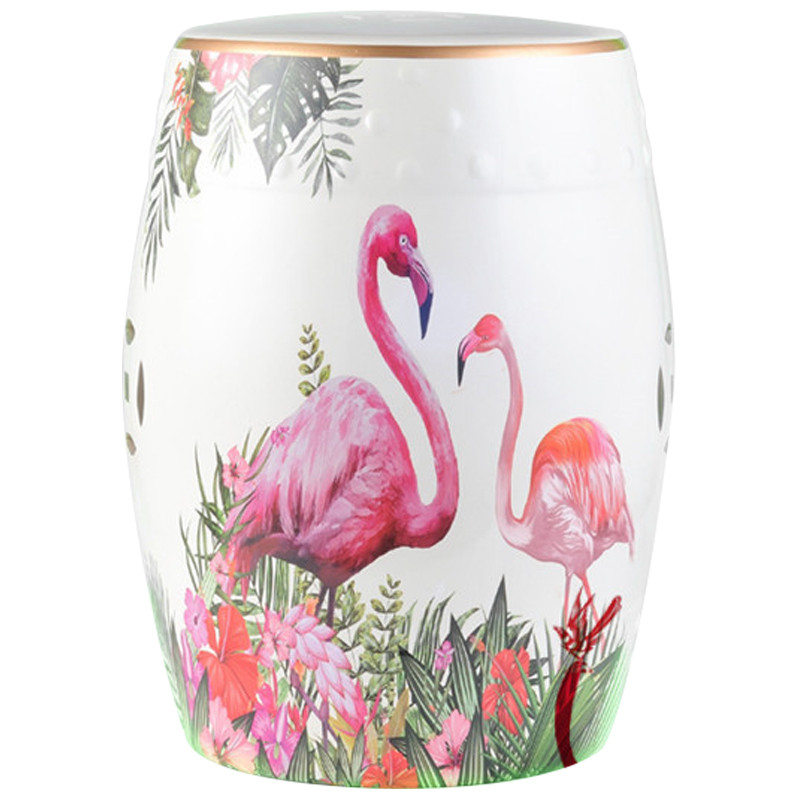 Керамический табурет Flamingo Tropical Animal Ceramic Stool White