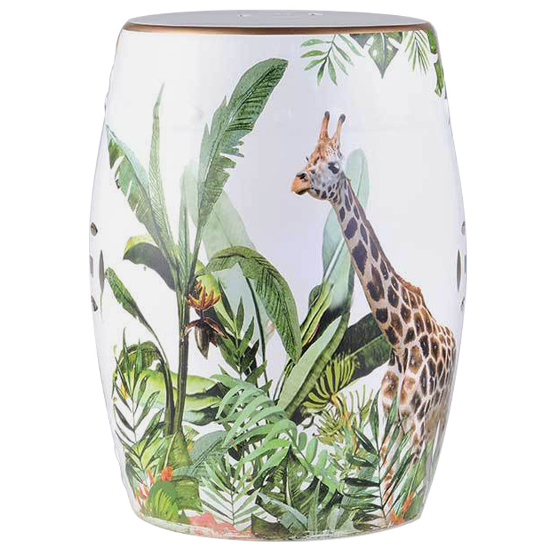 Керамический табурет Giraffe Tropical Animal Ceramic Stool White