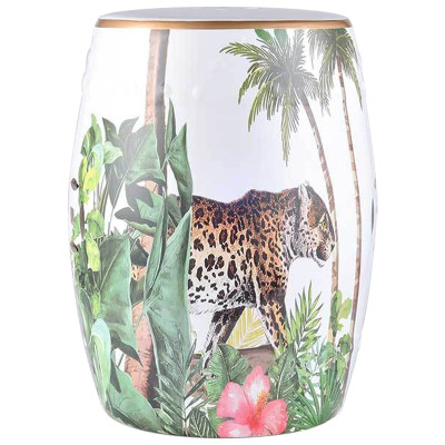 Керамический табурет Leopard Tropical Animal Ceramic Stool White