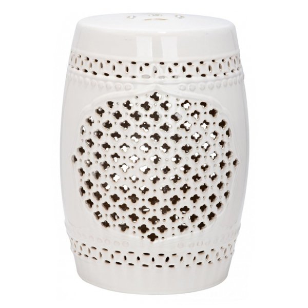 Керамический табурет Quatrefoil Garden Stool - White