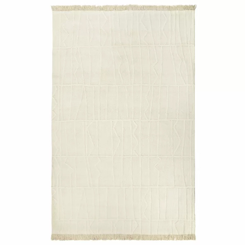 Ковер бежевого цвета из новозеландской шерсти и хлопка с бахромой Opulent Symmetry