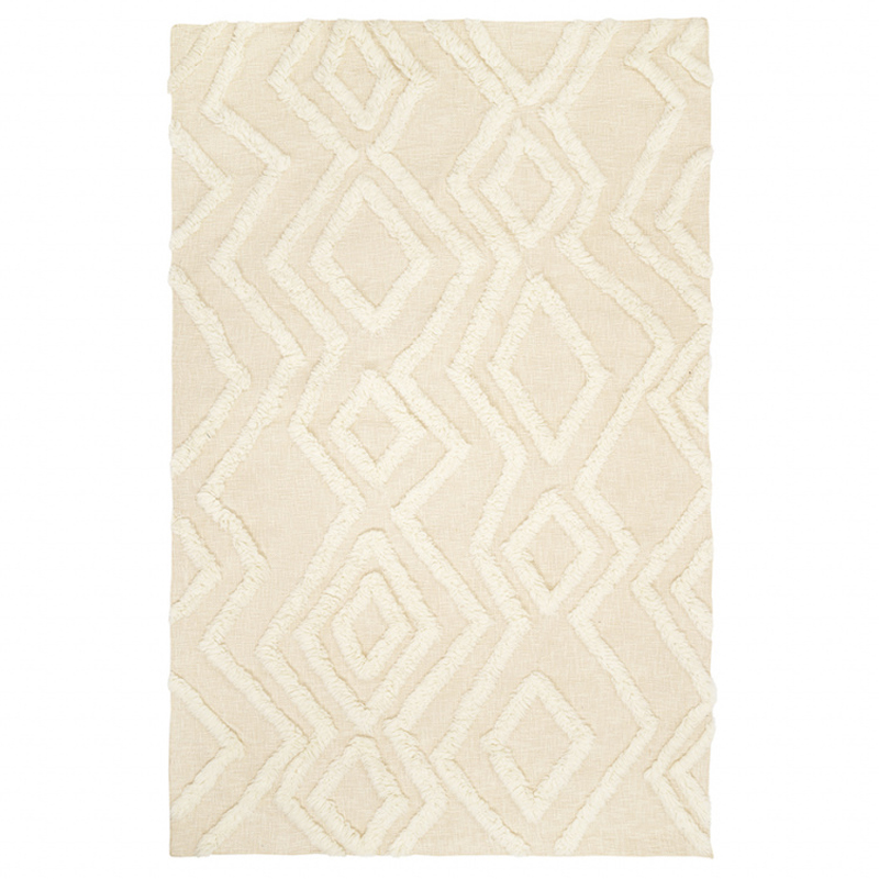 Ковер бежевого цвета из новозеландской шерсти и хлопка с геометрическим узором Opulent Symmetry Diamante