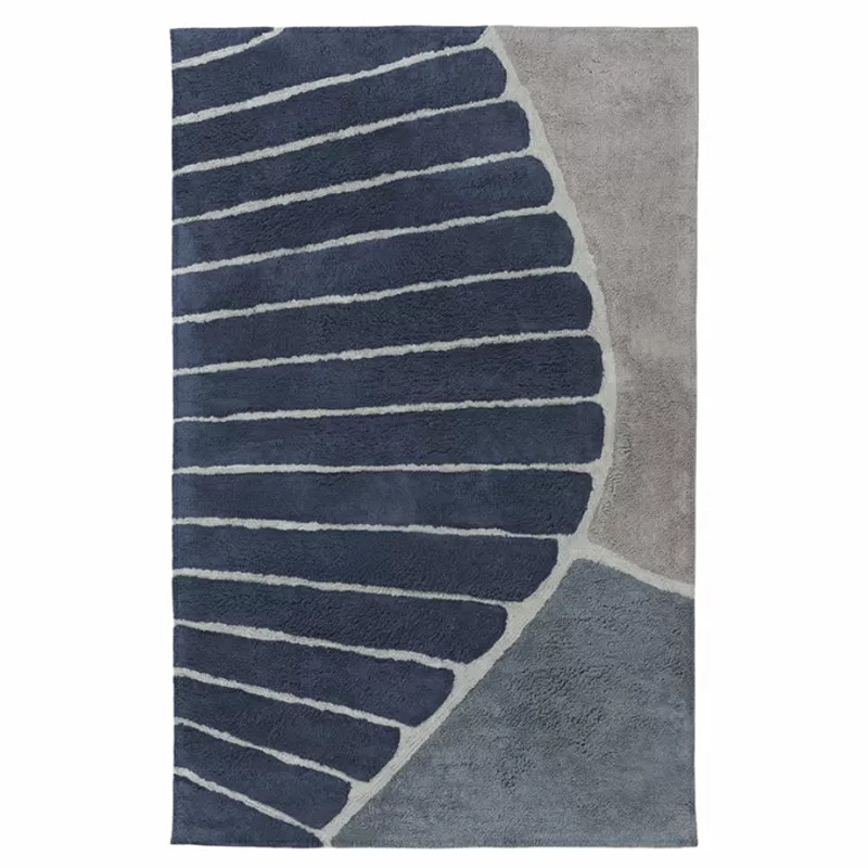 Ковер ворсовый из хлопка с рисунком Elan Stripe Dark Blue-Grey