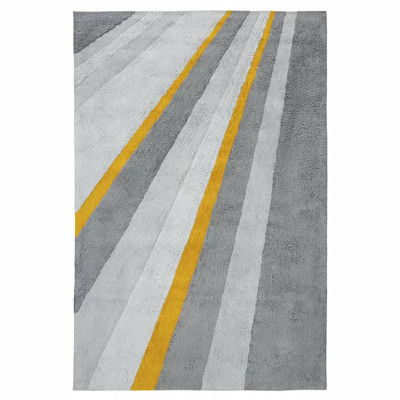 Ковер из хлопка серого цвета с геометрическим рисунком Elan Stripe