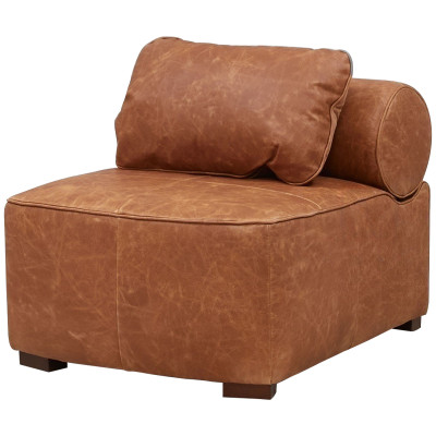 Кожаное модульное кресло коричневое без подлокотников с подушкой Coul Leather Modular Armchair