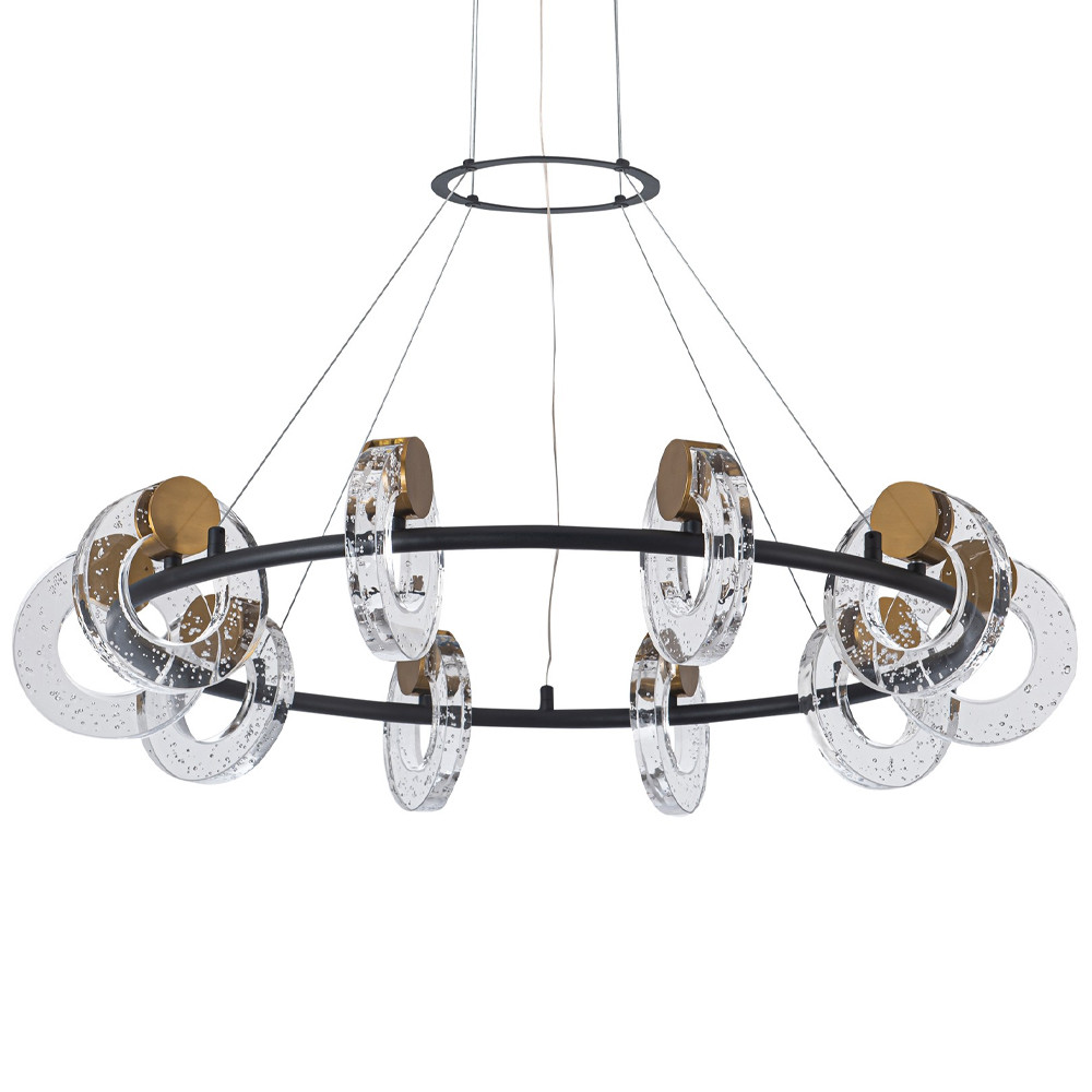 Кольцевая люстра с круглыми стеклянными плафонами в виде колец Olympe Glass Chandelier