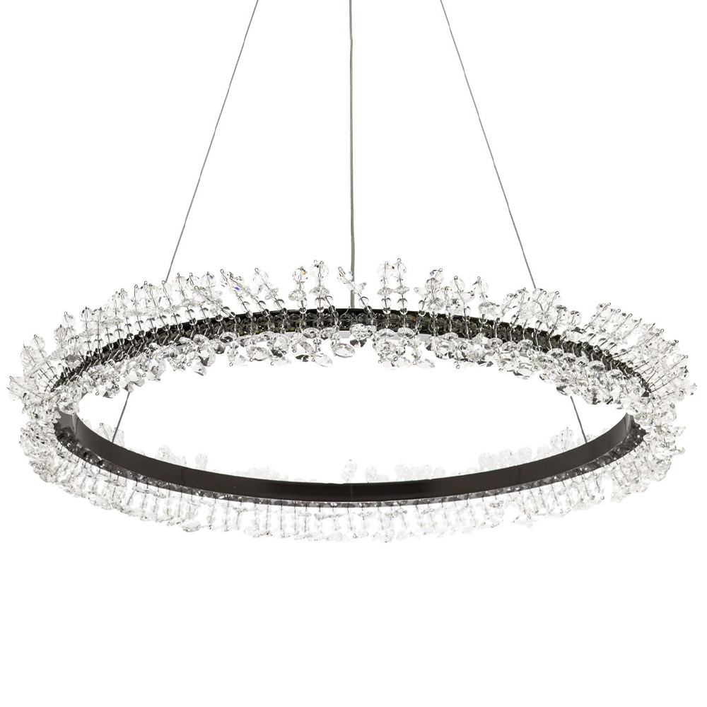 Кольцевая люстра с хрустальным декором Rowan Crystal Ring Horizontal Black Chandelier