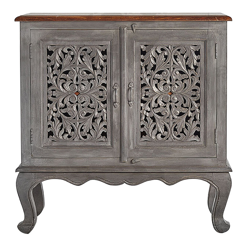 Комод Indian Antique White Furniture Chest of Drawers Agni серый