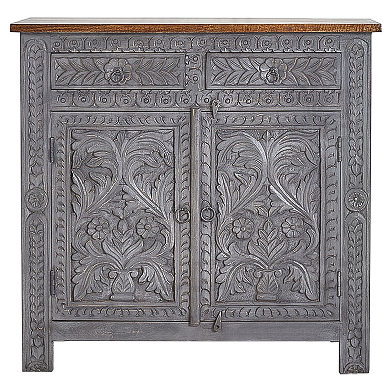 Комод Indian Antique White Furniture Chest of Drawers Ganika серый