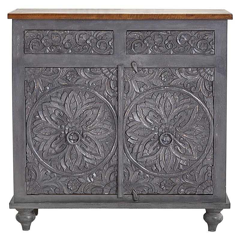 Комод Indian Antique White Furniture Chest of Drawers Kara серый