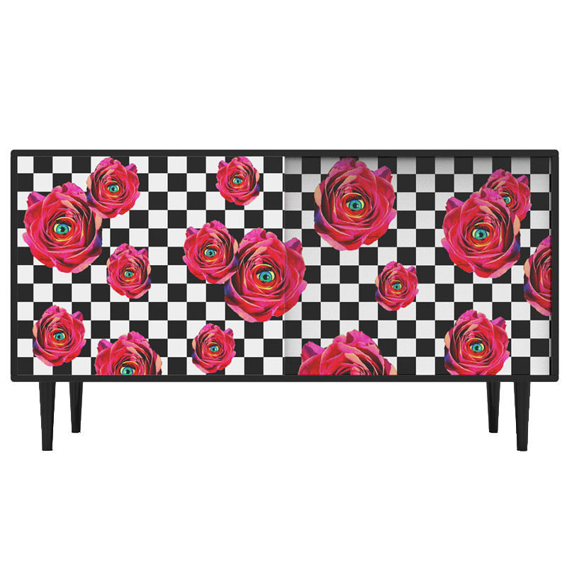 Комод Toiletpaper Roses on check Retro Furniture with a Surreal Mood