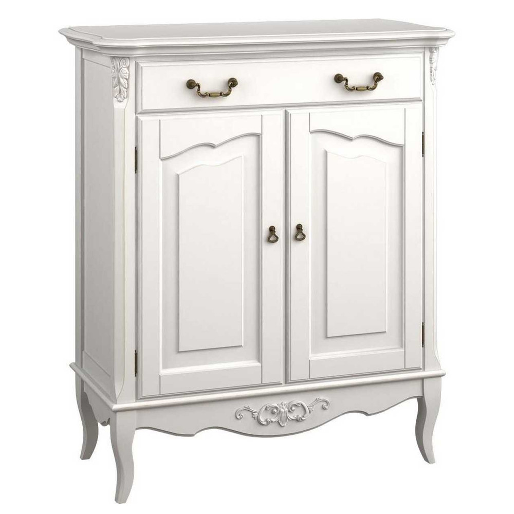 Комод белый из массива бука с ящиком и 2-мя дверцами в стиле прованс White Provence