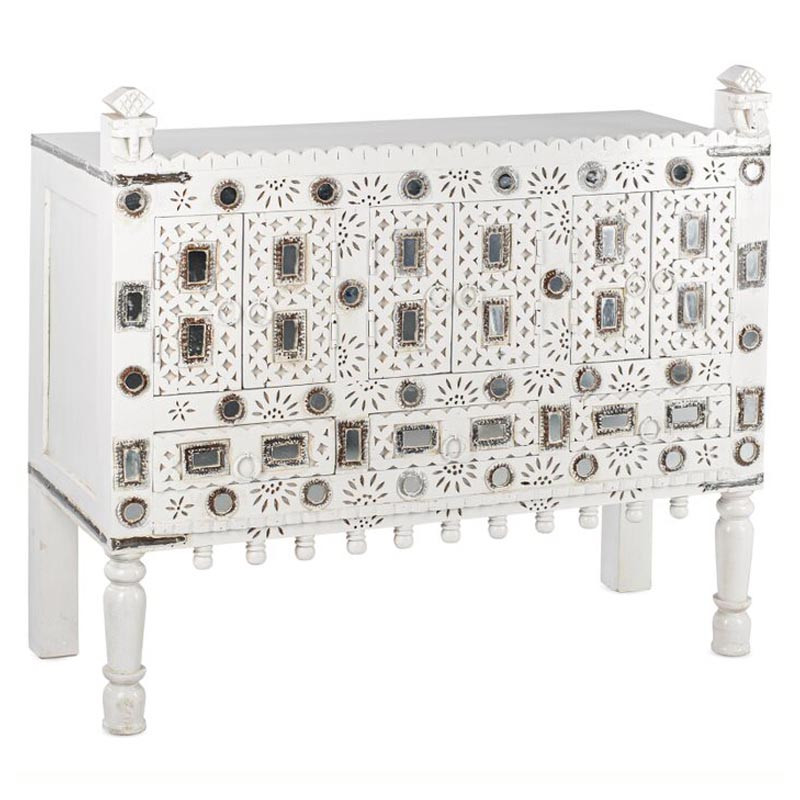 Комод в восточном стиле Indian Bone Inlay Chest of Drawers Белый