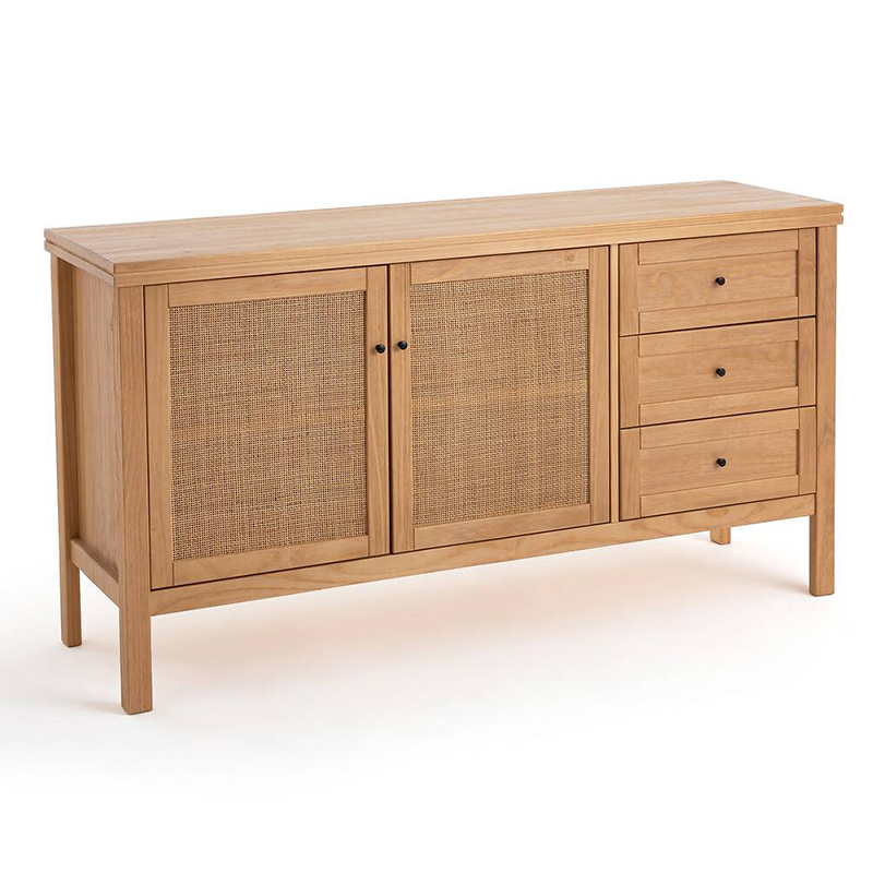 Комод в скандинавском стиле с 2-мя плетеными дверцами Niels Wicker Chest of drawers