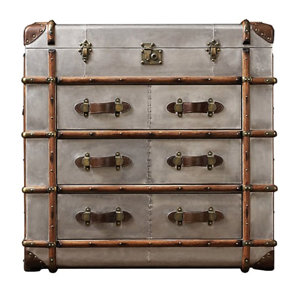 Комод в стиле Лофт Polished Aluminum Trunks Chest