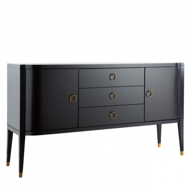 Комод в стиле неоклассика с 3-мя ящиками и 2-мя дверцами Coco Чёрный