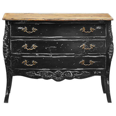 Комод в стиле прованс Carved Black Vintage Commode Черный