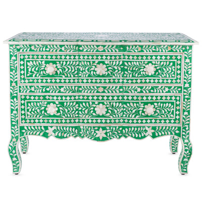 Комод зеленый отделка кость BONE INLAY CHEST OF 4 DRAWER
