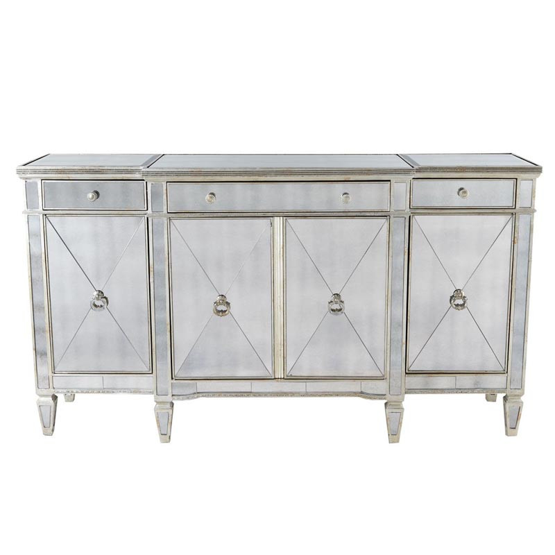 Комод зеркальный Celso Mirrored Chest of drawers 3 ящика и 4 дверцы