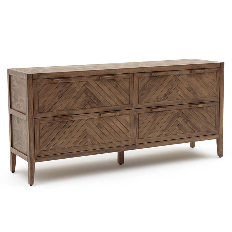 Комод из массива сосны с орнаментом "Ёлочка" Geometric Ornament с 4-мя ящиками