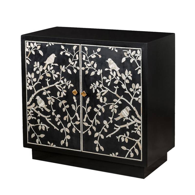 Комод инкрустация костью White bird on black