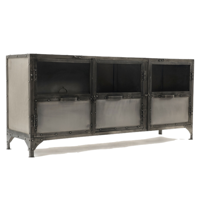 Комод металлический Industrial Steampunk Nickel 3 Door Сoncole