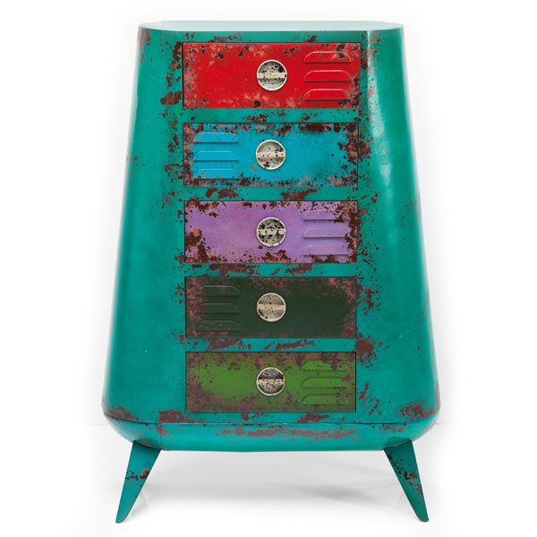 Комод металлический с цветными ящиками Retro Futurismo chest V