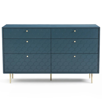 Комод с 6 выдвижными ящиками Scale Ornament Blue Chest of Drawers