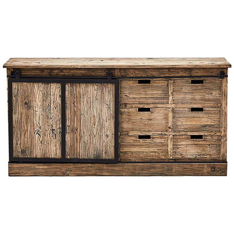 Комод с 6-ю ящиками и раздвижной дверцей лофт Ernesto Wood Commode