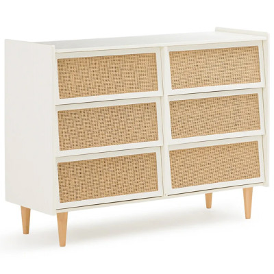 Комод с 6-ю ящиками из плетеного ротанга Remi Cream Wicker Furniture