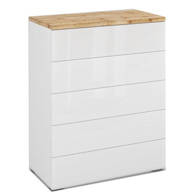 Комод с белым глянцевым фасадом с 5-ю ящиками Grace of Furniture
