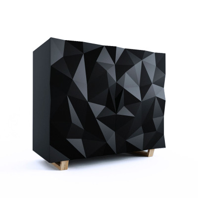 Комод с большими угловыми фигурами с одной секцией, 2 полки Geometric Greece