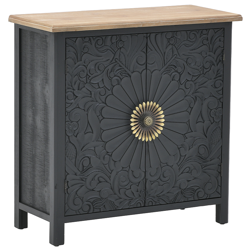 Комод с декорированным резным фасадом Eamon Chest of Drawers Grey Mango