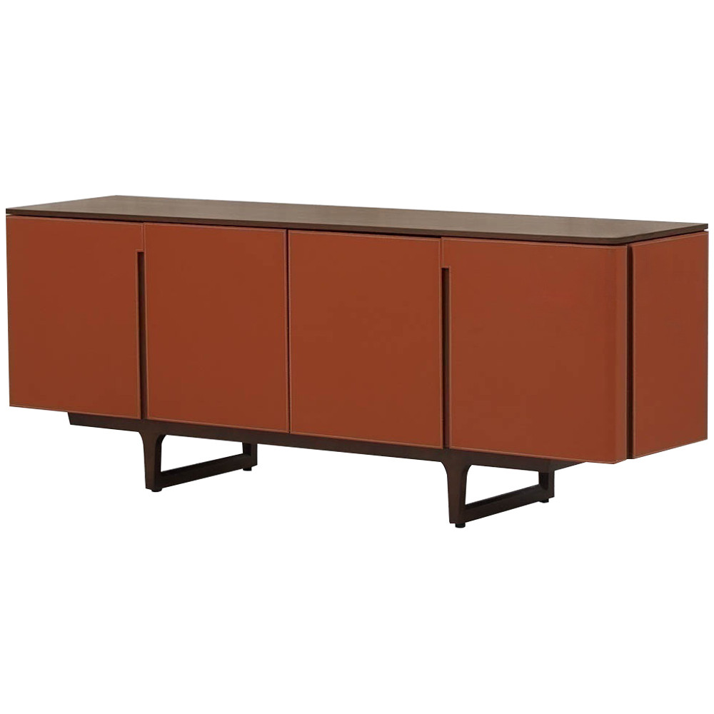 Комод с декором из кожи Orange Leather Chest of Drawers