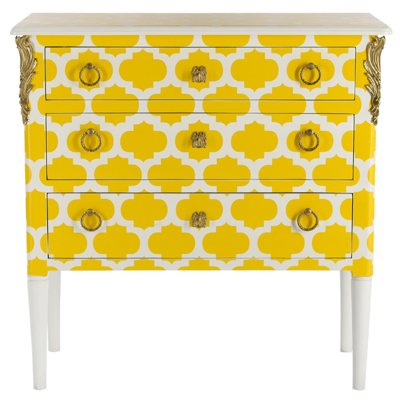 Комод с орнаментом четырехлистник  L.XV CHEST OF DRAWERS Garland Желтый