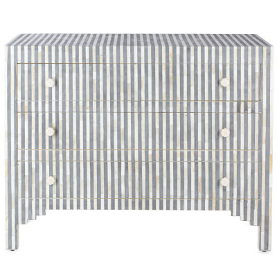 Комод серая полоса кость Bone Inlay 3 Drawer Chest - Grey Stripe