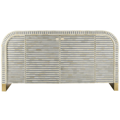 Комод серый с инкрустацией костью Bone Inlay Buffet gray