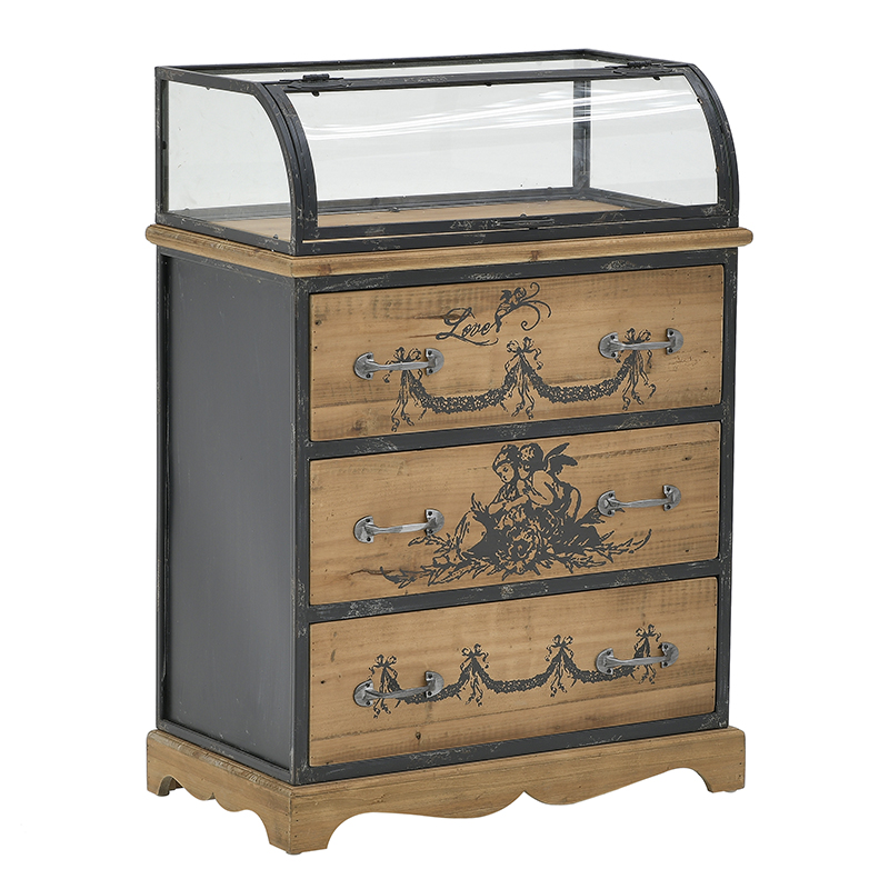 Комод со стеклянной витриной в стиле прованс Lesia Chest of Drawers
