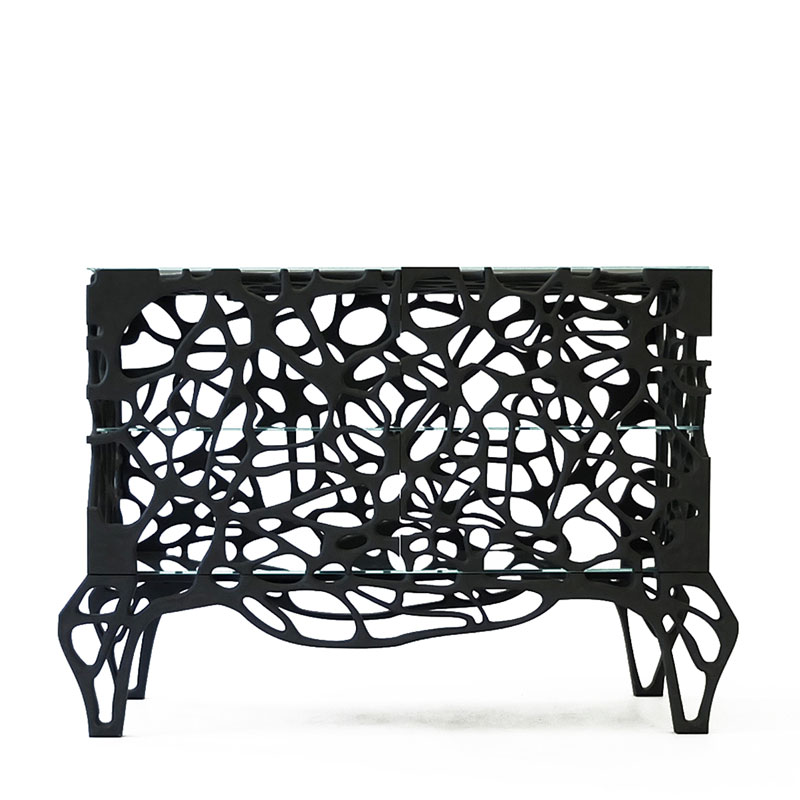 Комод со стеклянными полками в фигурном стиле Einstein Neurons