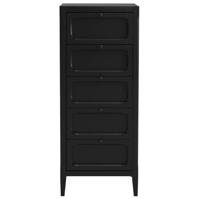 Комод узкий с 5-ю ящиками черный Silva Black Chest of Drawers