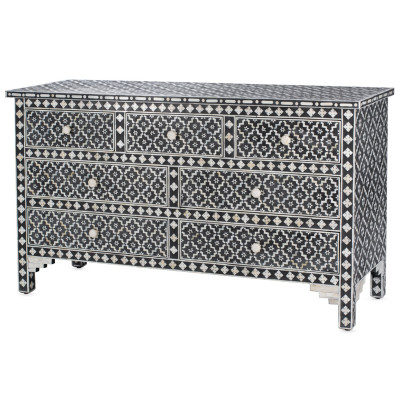 Комод черный отделка кость Bone Inlay 7 drawer chest - Wallpaper